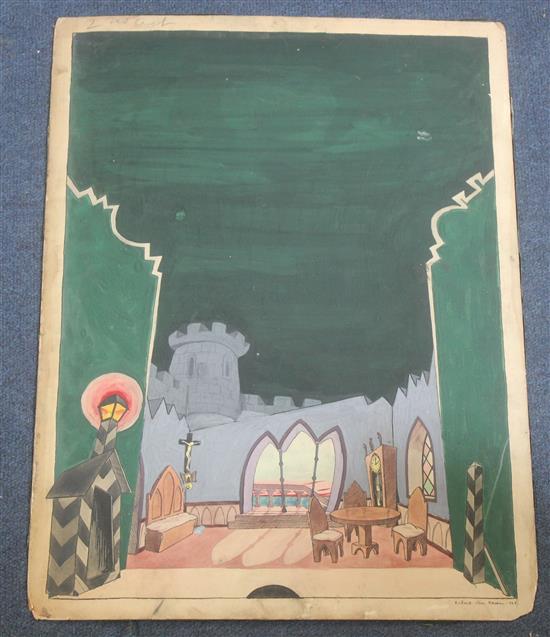 Robert Van Rosen (1904-1966) Two stage designs for Peter the Great (act one, scene three and act two), 20 x 15in., unframed